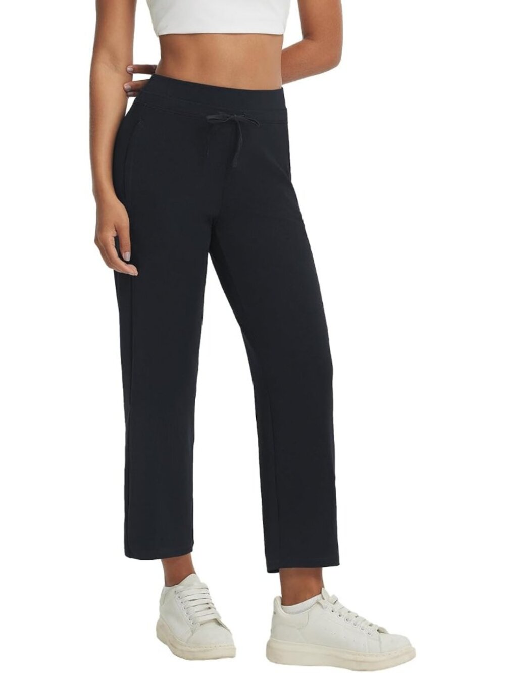 High-Waisted 25" Athletic Pants with Zipper Pockets for Travel, Golf & Casual
